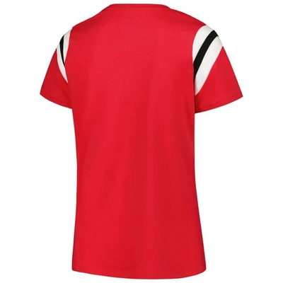 Shop Profile Scarlet Ohio State Buckeyes Plus Size Striped Tailgate Scoop Neck T-shirt