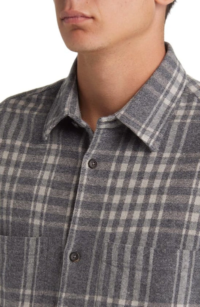 Shop Nn07 Freddy 5292 Flannel Button-up Shirt In Dark Grey Check