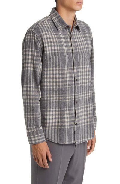 Shop Nn07 Freddy 5292 Flannel Button-up Shirt In Dark Grey Check