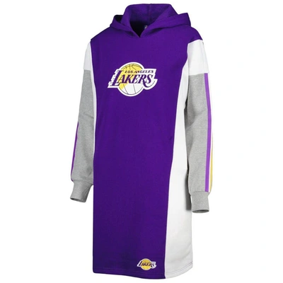 Shop G-iii 4her By Carl Banks Purple/white Los Angeles Lakers Bootleg Long Sleeve Hoodie T-shirt Dress