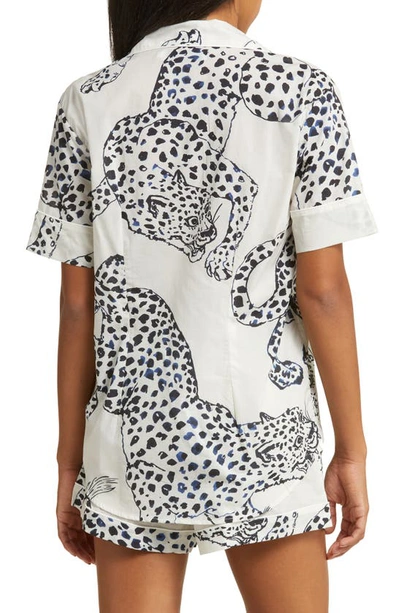 Desmond & Dempsey Print Cotton Short Pajamas In Jag Cream