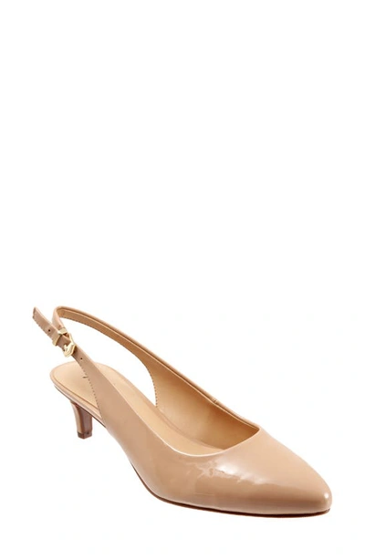 Shop Trotters Keely Kitten Heel Slingback Pump In Nude Leather