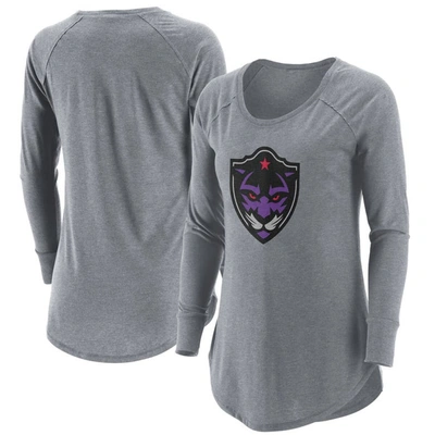 Shop Adpro Sports Gray Panther City Lacrosse Club Primary Logo Tri-blend Long Sleeve T-shirt