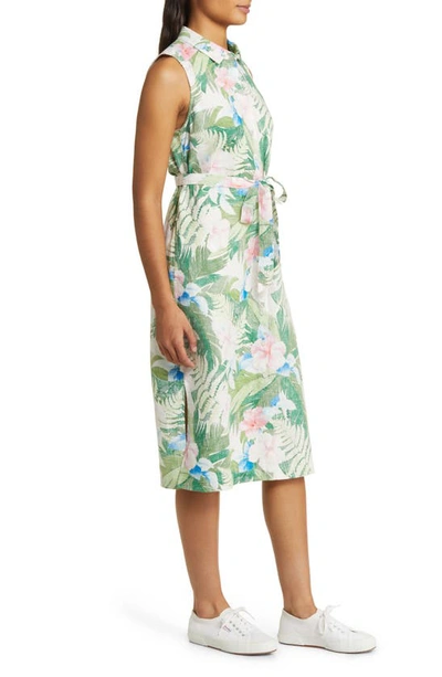 Shop Tommy Bahama Radiant Sky Floral Linen Shirtdress In Coconut