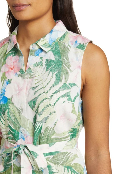 Shop Tommy Bahama Radiant Sky Floral Linen Shirtdress In Coconut