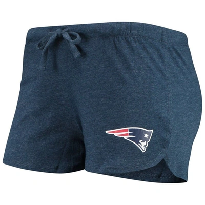 Shop Concepts Sport Navy New England Patriots Meter Knit Long Sleeve Raglan Top & Shorts Sleep Set In Heather Navy