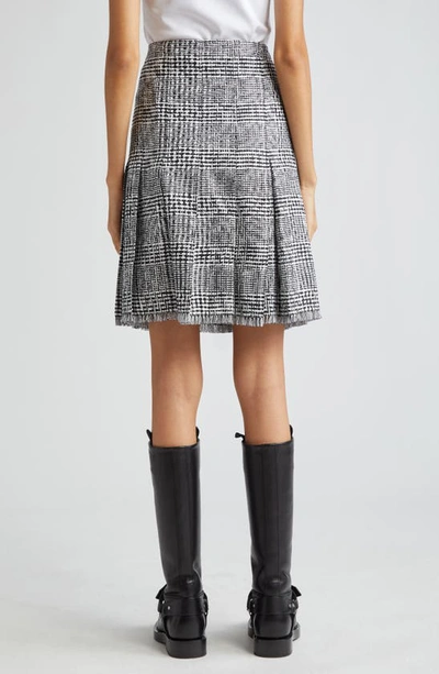 Shop Burberry Warped Houndstooth Fringe Trim Wrap Skirt In Monochrome Ip Pttn