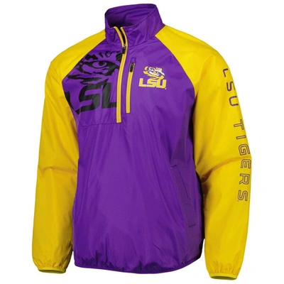 Shop G-iii Sports By Carl Banks Purple/yellow Lsu Tigers Point Guard Raglan Half-zip Jacket