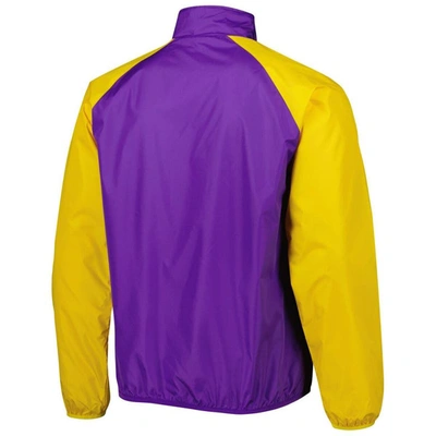 Shop G-iii Sports By Carl Banks Purple/yellow Lsu Tigers Point Guard Raglan Half-zip Jacket