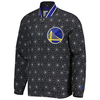 Shop Starter Black Golden State Warriors In-field Play Fashion Satin Full-zip Varsity Jacket