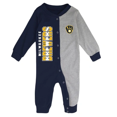 Shop Outerstuff Infant Navy/heather Gray Milwaukee Brewers Halftime Sleeper