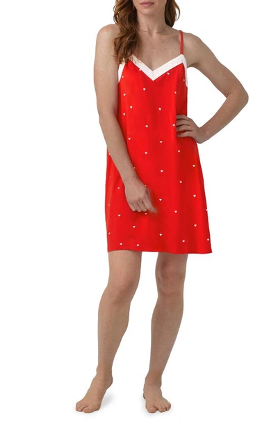 Shop Bedhead Pajamas Heart Print Stretch Organic Cotton Chemise In Tiny Hearts
