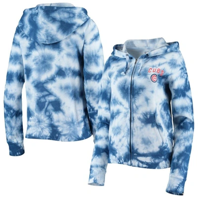 Shop New Era Royal Chicago Cubs Tie-dye Fleece Full-zip Hoodie