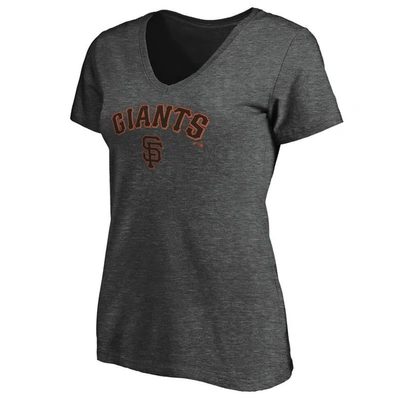 Shop Fanatics Branded Heathered Charcoal San Francisco Giants Team Logo Lockup V-neck T-shirt In Heather Charcoal