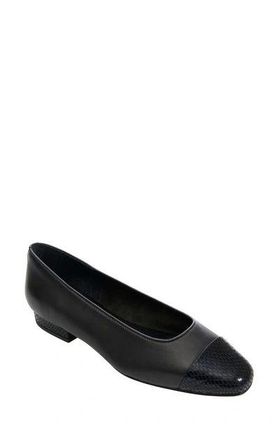 Shop Vaneli Cap Toe Flat In Black Leather