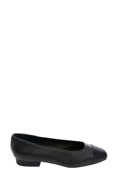 Vaneli Cap Toe Flat In Black Leather