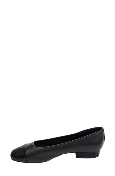 Vaneli Cap Toe Flat In Black Leather
