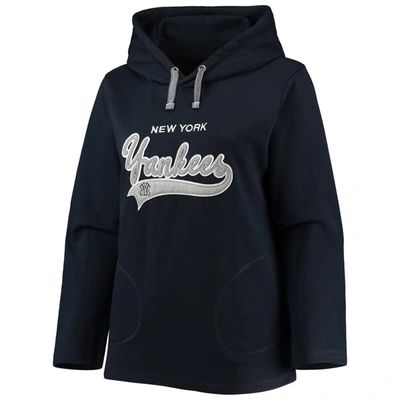 Shop Soft As A Grape Navy New York Yankees Plus Size Side Split Pullover Hoodie