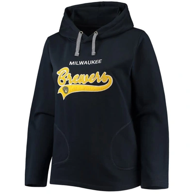 Shop Soft As A Grape Navy Milwaukee Brewers Plus Size Side Split Pullover Hoodie