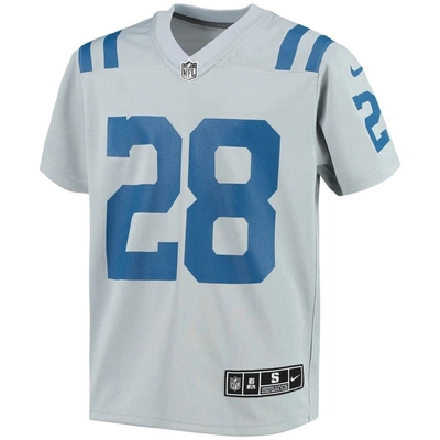 Shop Nike Youth  Jonathan Taylor Gray Indianapolis Colts Inverted Team Game Jersey