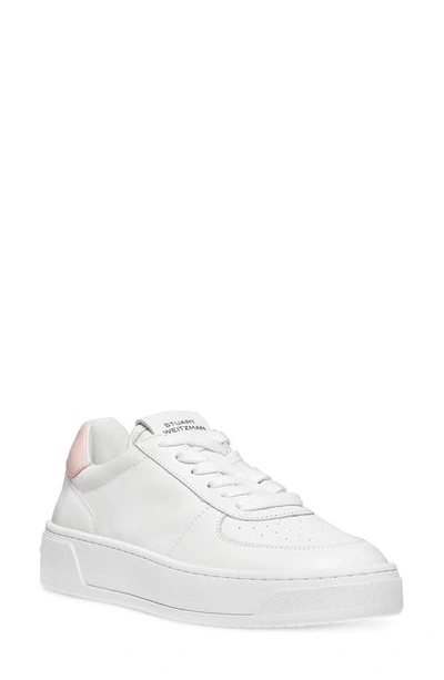 Shop Stuart Weitzman Courtside Sneaker In White/ Pink Leather