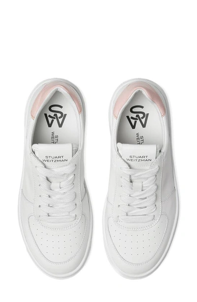 Stuart Weitzman Courtside Sneaker In White/ Pink Leather