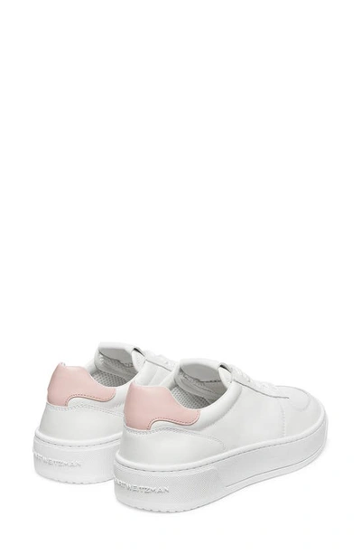 Stuart Weitzman Courtside Sneaker In White/ Pink Leather