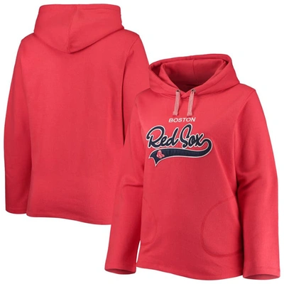 Soft As A Grape Red Boston Red Sox Plus Size Side Split Pullover Hoodie In Red