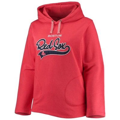 Soft As A Grape Red Boston Red Sox Plus Size Side Split Pullover Hoodie In Red