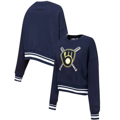 Shop Pro Standard Navy Milwaukee Brewers Mash Up Pullover Sweatshirt