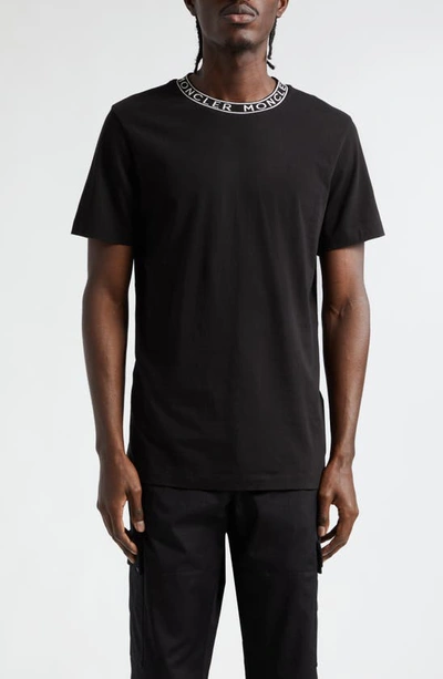 Moncler Short-sleeved Cotton T-shirt In Black