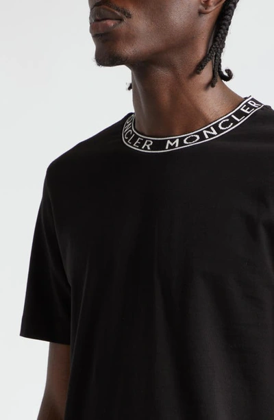 Shop Moncler Logo Jacquard Crewneck T-shirt In Black