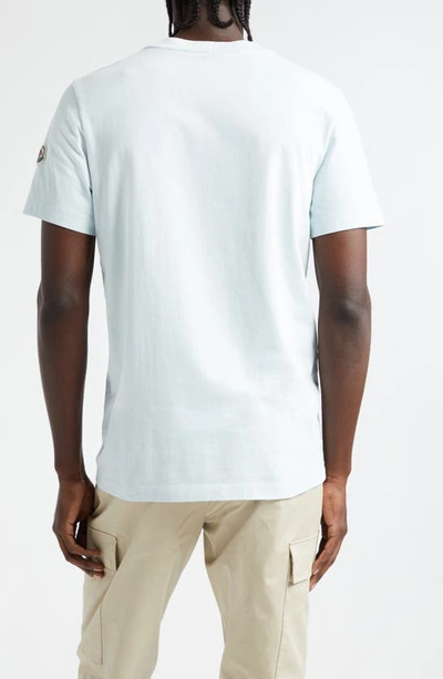 Moncler Logo Jacquard Crewneck T-shirt In Baby Blue