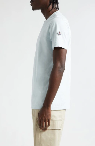 Moncler Logo Jacquard Crewneck T-shirt In Baby Blue
