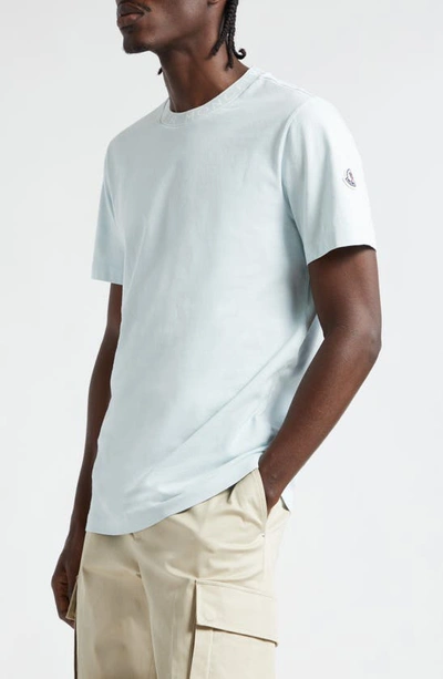 Moncler Logo Jacquard Crewneck T-shirt In Baby Blue
