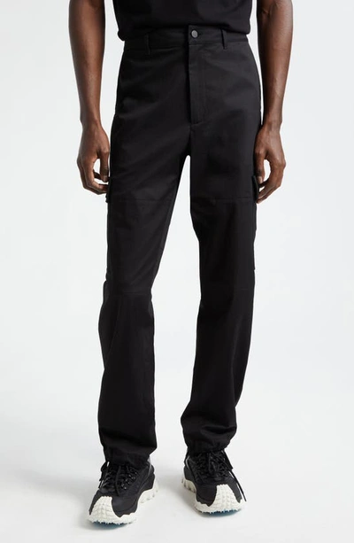 Shop Moncler Stretch Cotton Cargo Pants In Black