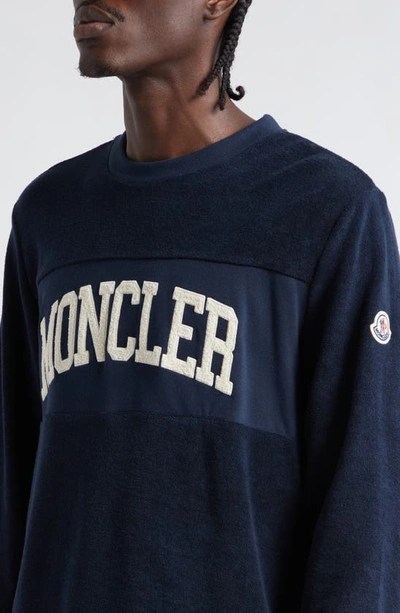 Shop Moncler Logo Appliqué Sweatshirt In Baritone Blue