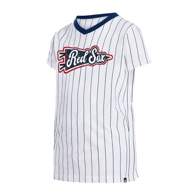 Shop New Era Girls Youth  White Boston Red Sox Pinstripe V-neck T-shirt