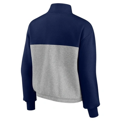 Shop Fanatics Branded Navy/heathered Gray Cal Bears Sideline To Sideline Colorblock Quarter-zip Jacket