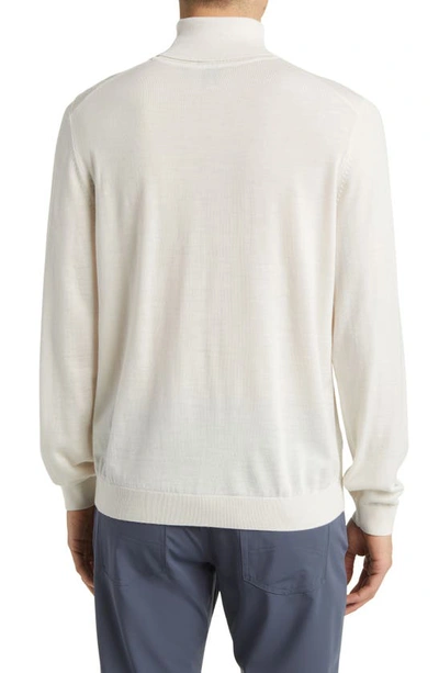 Hugo Boss Boss Musso Virgin Wool Turtleneck Sweater In Open White