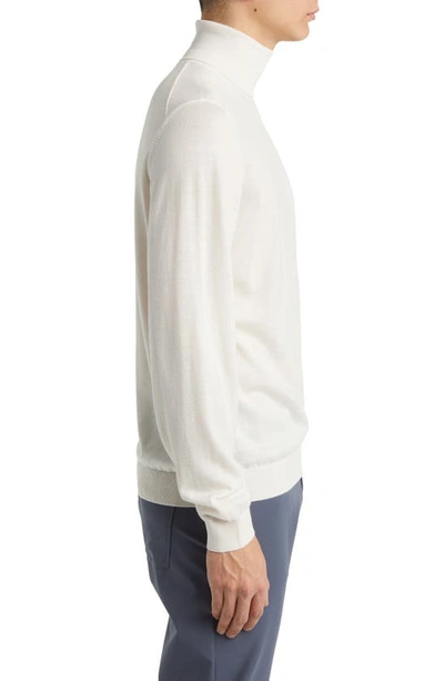 Shop Hugo Boss Musso Virgin Wool Turtleneck Sweater In Open White