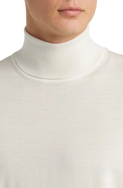 Shop Hugo Boss Musso Virgin Wool Turtleneck Sweater In Open White
