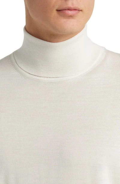 Hugo Boss Boss Musso Virgin Wool Turtleneck Sweater In Open White