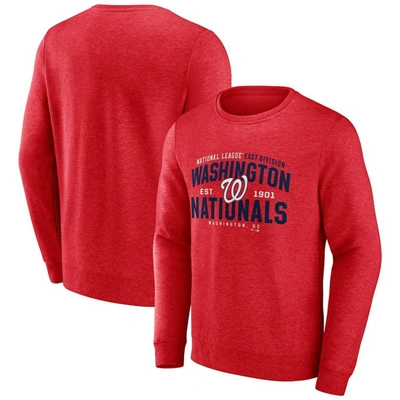 Shop Fanatics Branded Heathered Red Washington Nationals Classic Move Pullover Sweatshirt In Heather Red