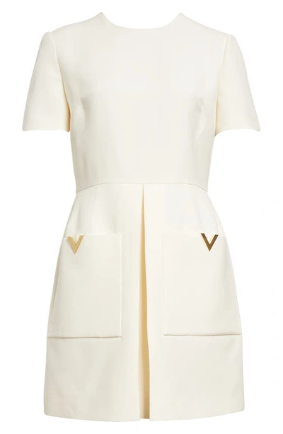 Shop Valentino Virgin Wool & Silk Crepe Couture A-line Dress In Avorio