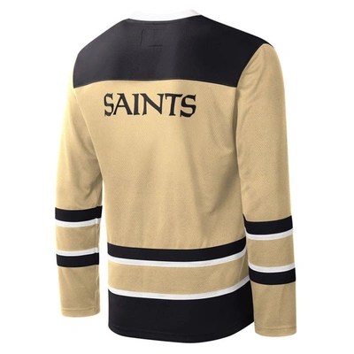 Shop Starter Gold New Orleans Saints Cross-check V-neck Long Sleeve T-shirt