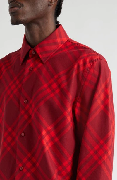 Shop Burberry Check Brushed Cotton Flannel Button-up Shirt In Ripple Ip Check