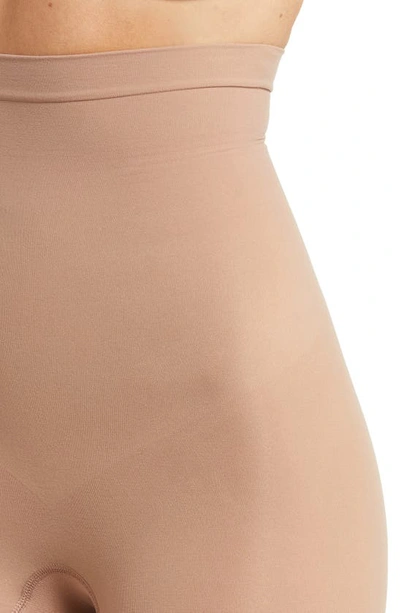 Shop Spanx Everyday Shaping High Waist Mid-thigh Shorts In Cafe Au Lait