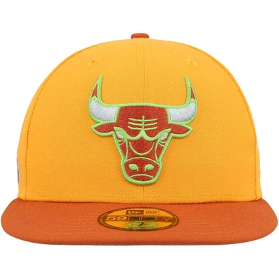 Shop New Era Gold/rust Chicago Bulls 59fifty Fitted Hat