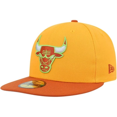 Shop New Era Gold/rust Chicago Bulls 59fifty Fitted Hat